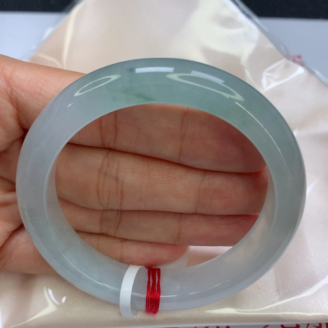 翡翠未镶嵌手镯老坑56冰透起光带双眼皮飘花025
