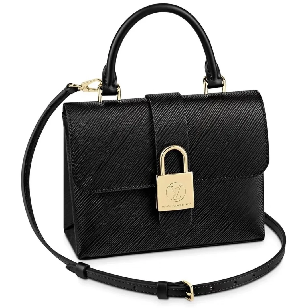95新 LouisVuitton/路易威登 lockybb 锁头包黑色水波纹