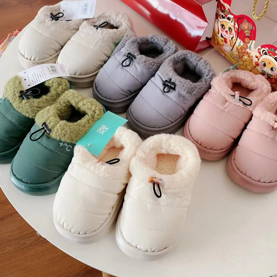 儿童冬季防水布棉拖鞋 包跟米棉鞋