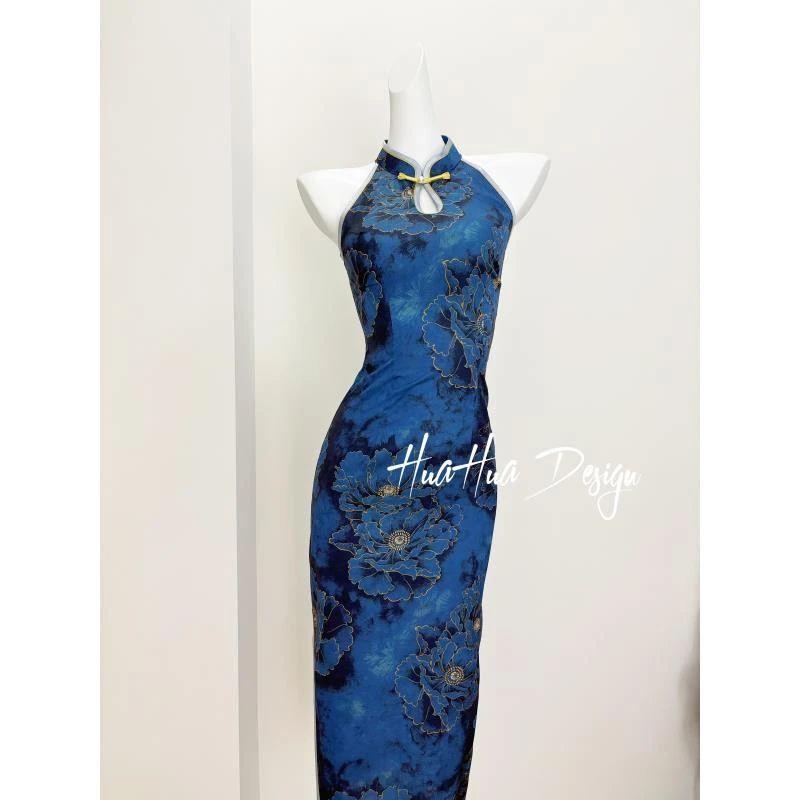 苏故里【南朵】夏季植物花卉无袖低领日常新中式旗袍气质少女长120