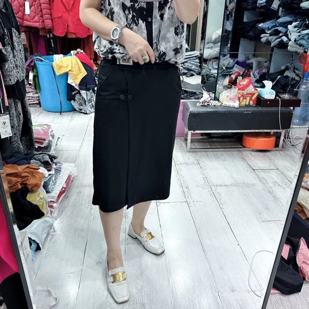 夏日时尚百搭不规则7分松紧腰裤裙8622品