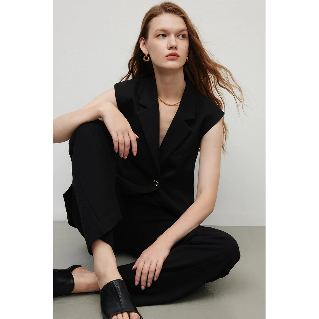 【籽言专属】宽肩廓形马甲高级感简约显瘦一粒扣西装马夹