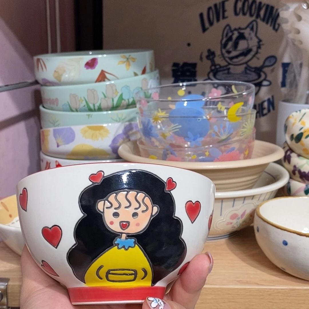 陶瓷爱心米饭碗一个