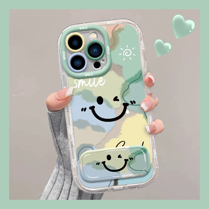 泼彩微笑手机壳适用于苹果16/oppo华为vivo简约创意个性新款镜面