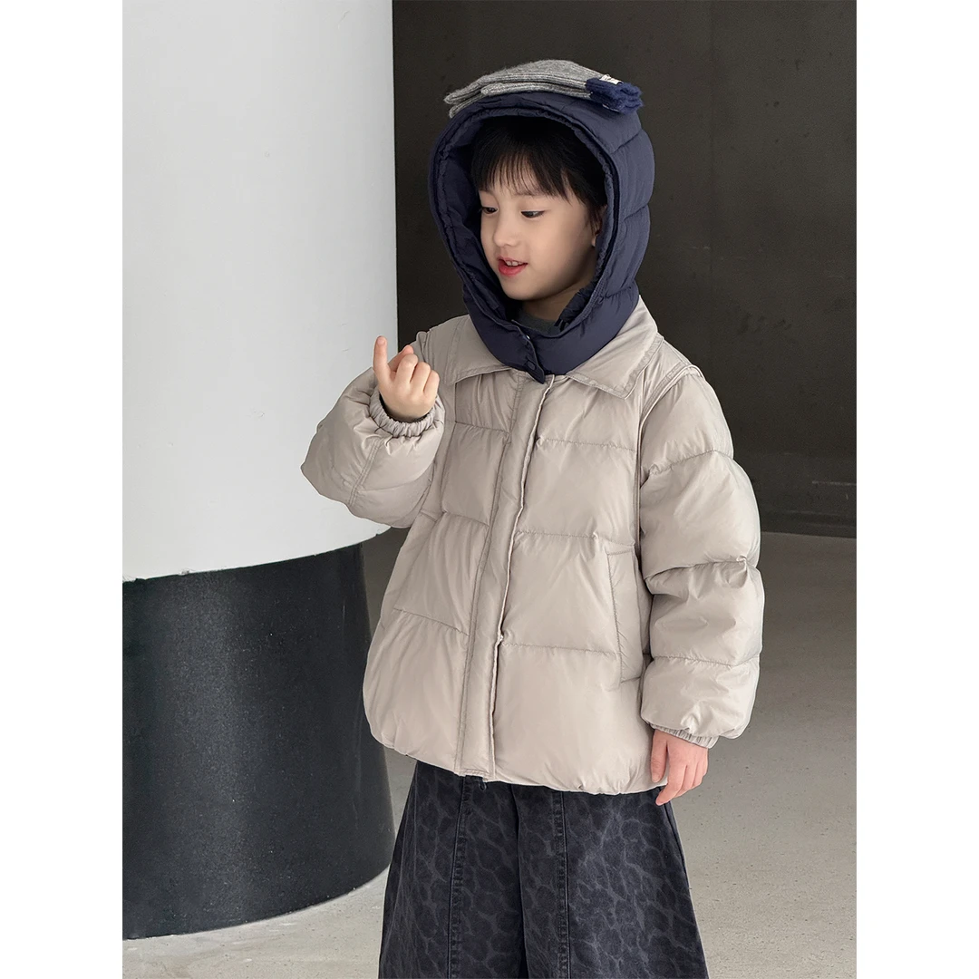 冬装儿童韩版撞色连帽拼接设计保暖厚款羽绒服CC1278-BDD1