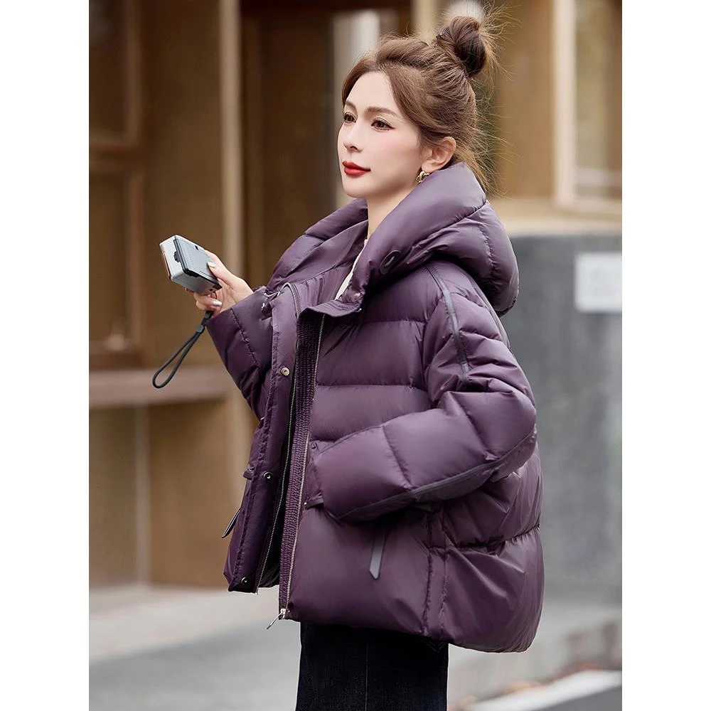 小个子免冼羽绒服女短款2025冬季新款高端显瘦面包服白鸭绒厚外套