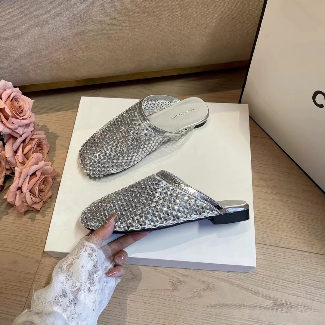 网面带砖百搭拖鞋女2025新款春夏女款外穿拖鞋包头拖鞋半拖不累脚