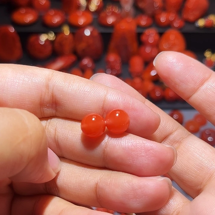 南红玛瑙未镶嵌配饰柿子红圆珠8.8mm