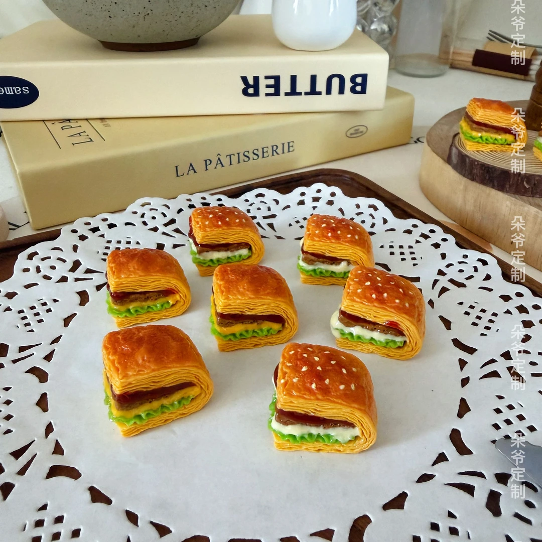 DUOYE/朵爷定制【KFC·黑椒小牛排法风烧饼现HUO】diy食玩树脂配件