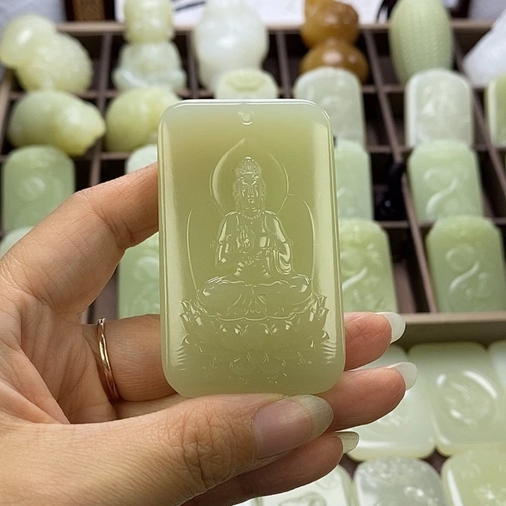 昆仑石双面观音牌