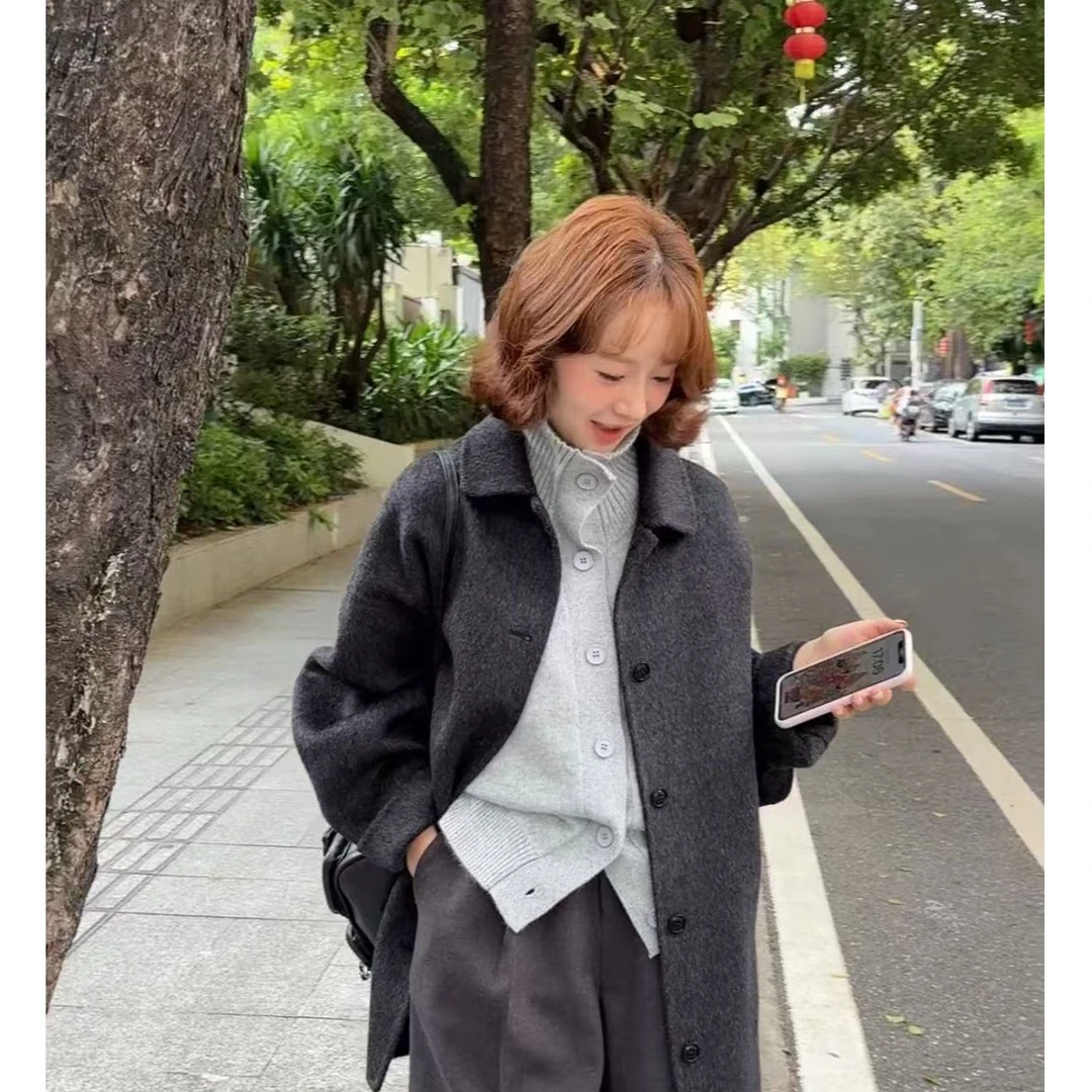 250917#毫不费力松弛时髦感后半半松紧毛呢中裤