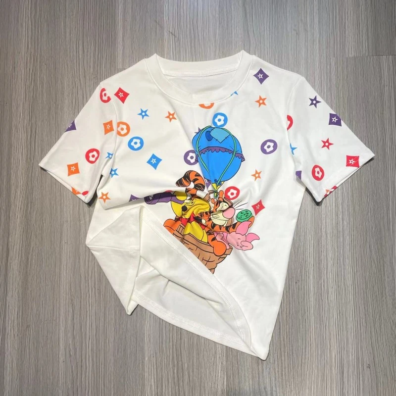 （气球虎）无感印花短袖白色轻奢时尚女士设计师圆领女款