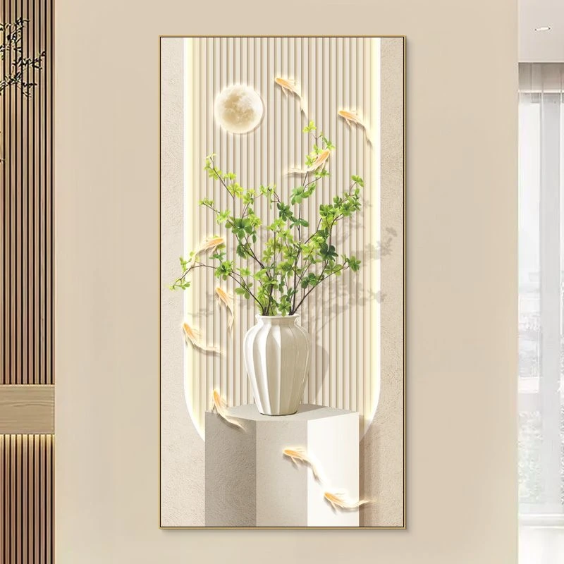 九鱼玄关清新奶油风入户走廊过道挂画现代简约九鱼图玄关画