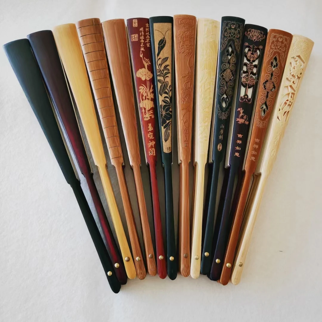 宣纸折扇  八九寸折扇扇骨扇面未粘合 光板雕刻镂空 半生熟熟宣