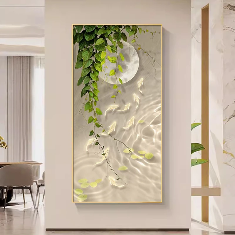 简约现代玄关钻石画九鱼图满钻手工粘贴钻画十字绣水钻小清新绿植