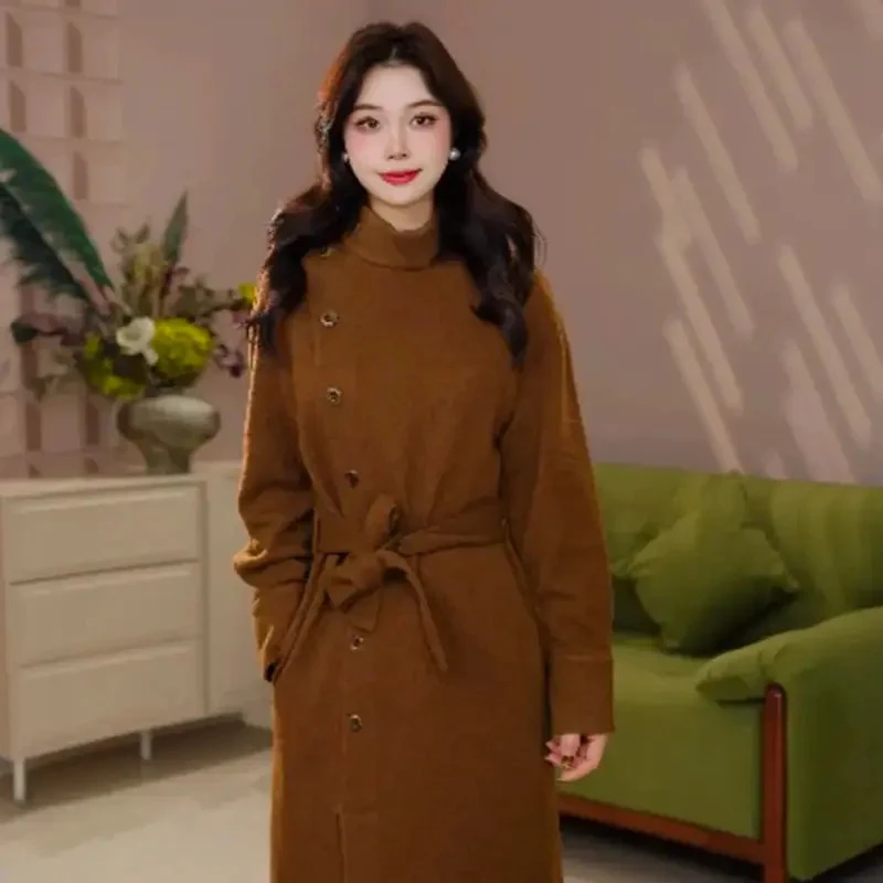 GIRDEAR/哥弟冬季轻奢气质高级感绵羊毛中长款针织连衣裙150042