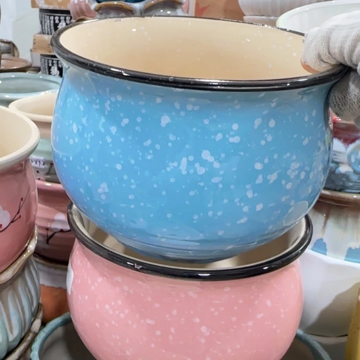 凑9块包邮，有孔，陶瓷花盆