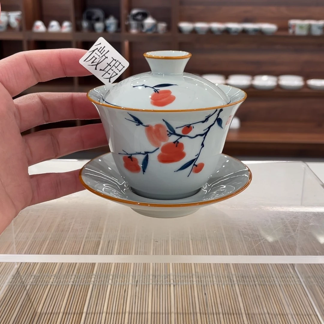 釉下手绘茶具微瑕