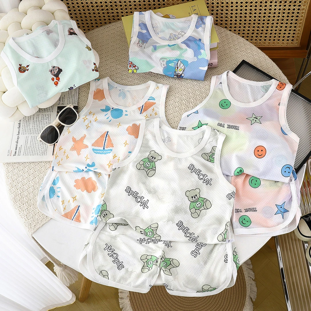 儿童冰丝蝴蝶网运动夏季速干衣套装婴儿男女均可夏款婴幼儿薄款