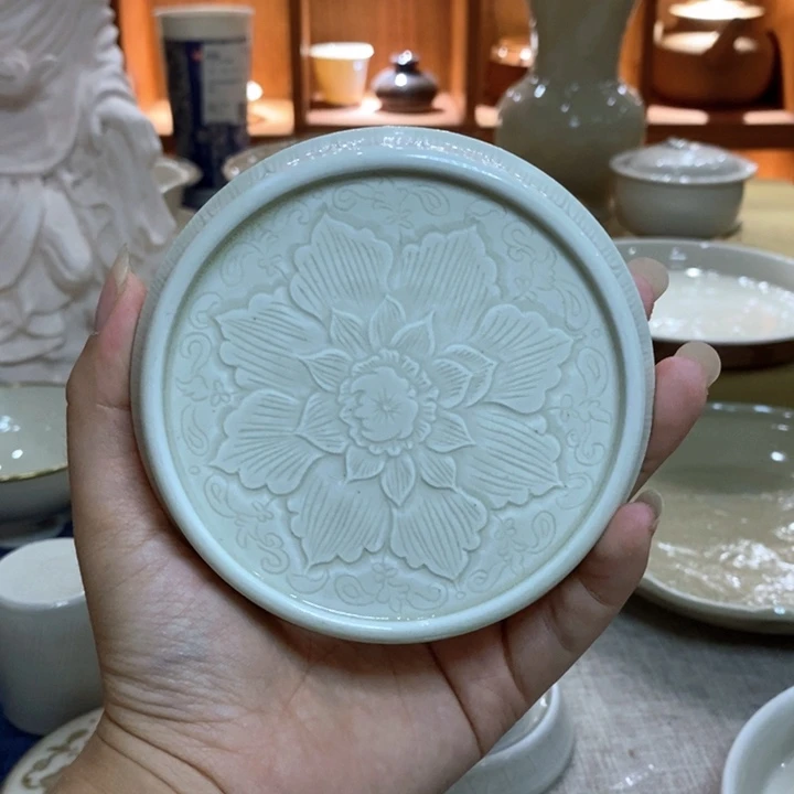 铠***琪定窑纯手工原矿料仿古盖置