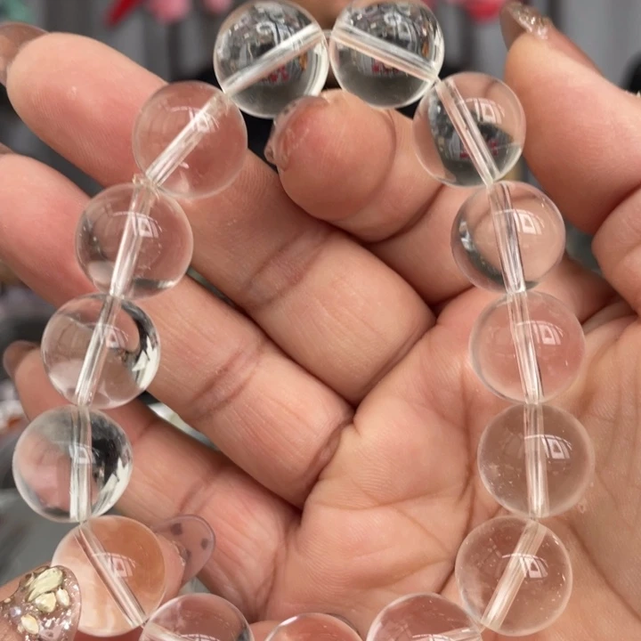 手链水晶未镶嵌AB白水晶手串14mm有棉裂