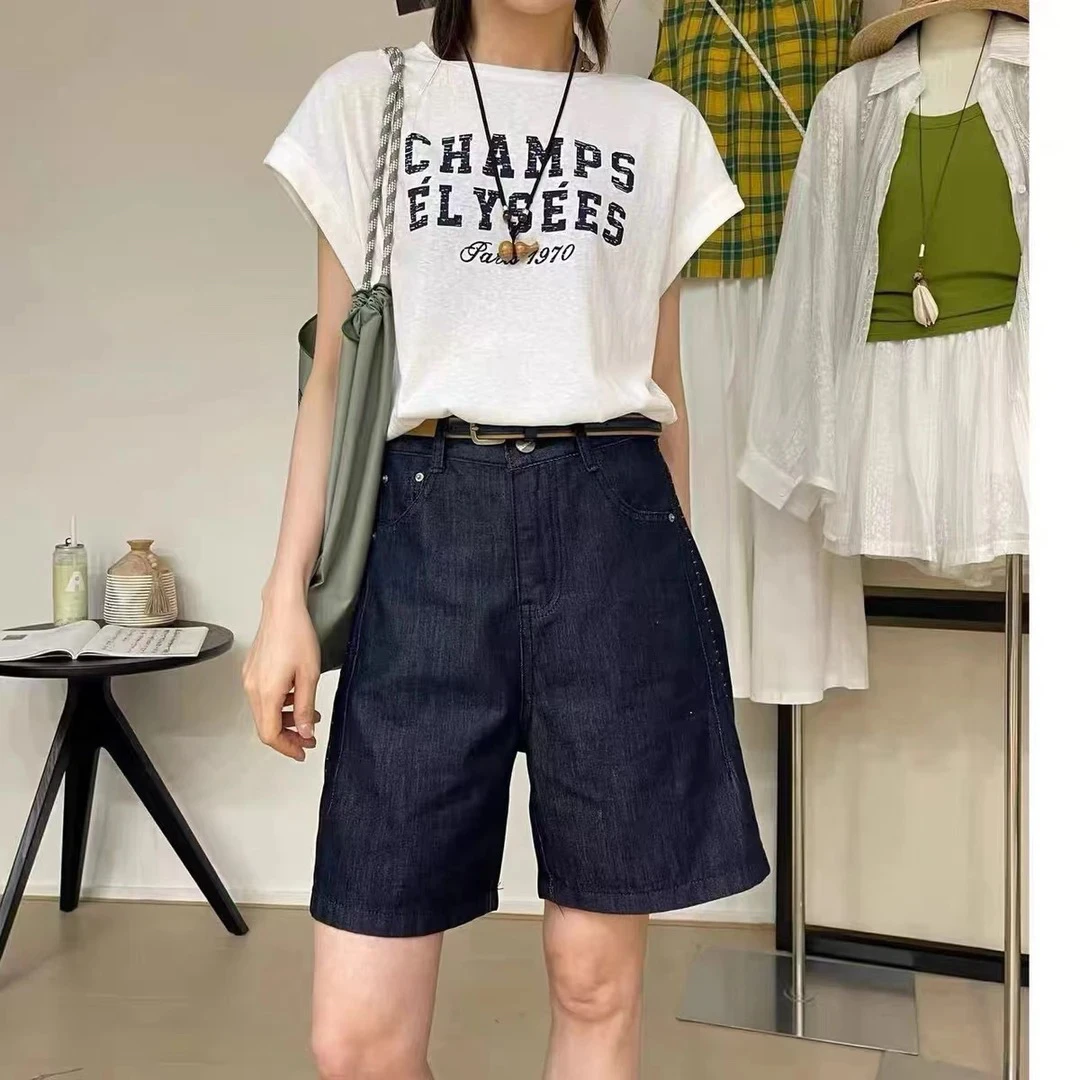 夏季阔腿裤五分裤透气高腰短裤2827