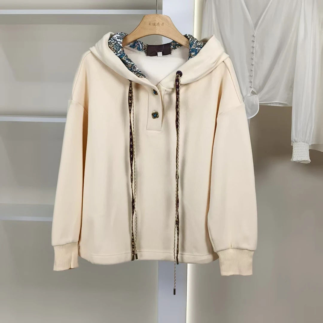 麦迪尚品【丽DS】5090446 通勤百搭连帽卫衣春秋女装品牌折扣