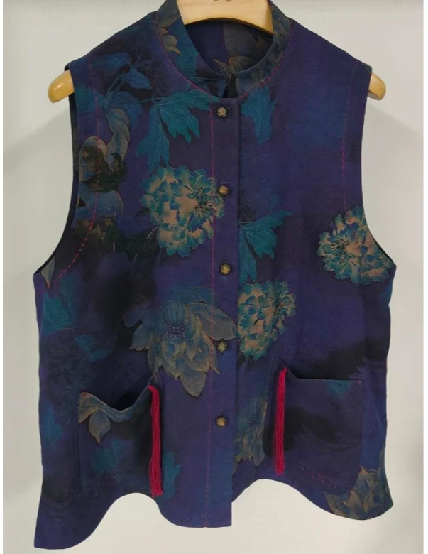 【十三郎】新中式真丝新款马甲242273