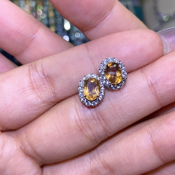 银S925镶嵌耳饰黄晶