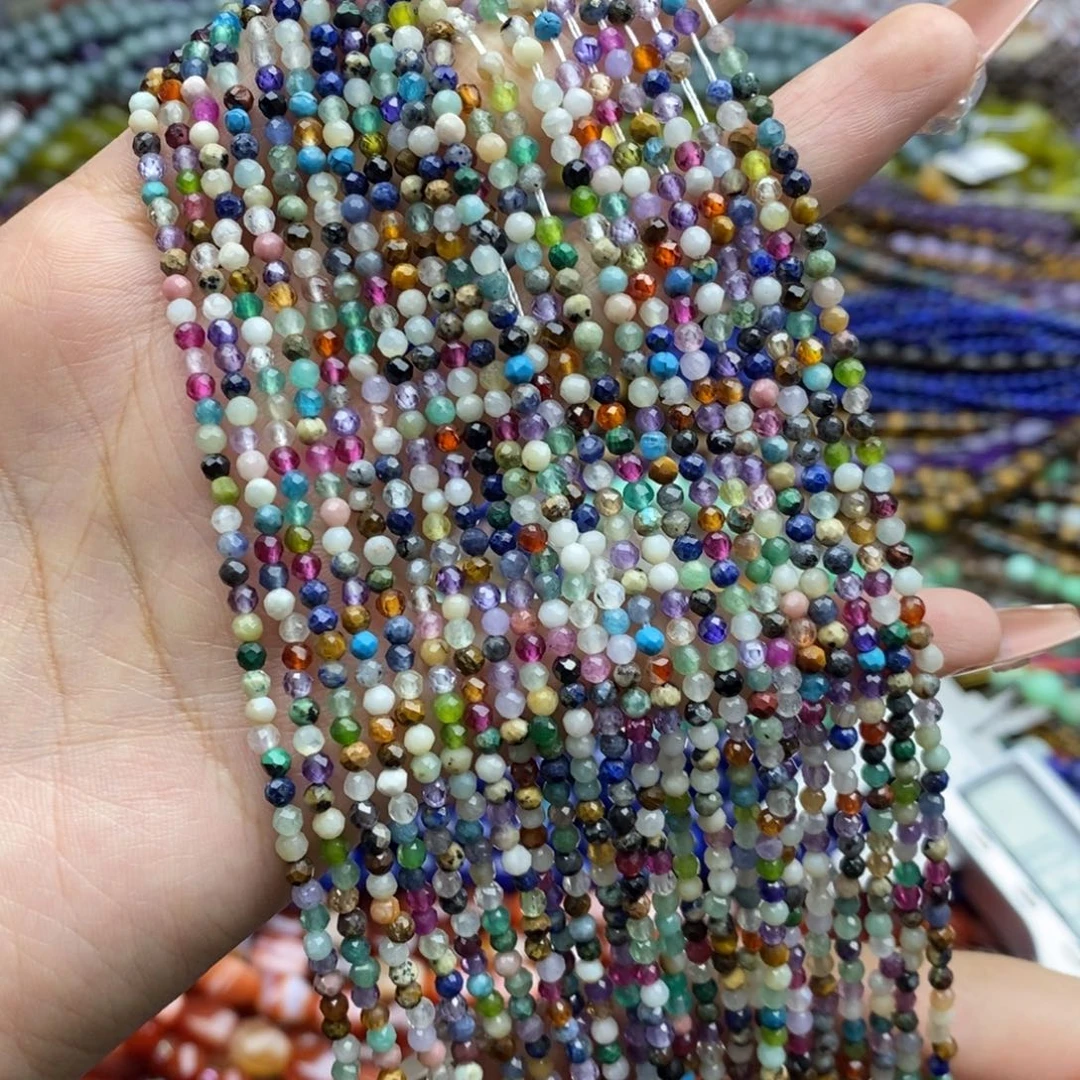 玛瑙/玉髓合金珠宝半成品一条天然多宝切面3mm