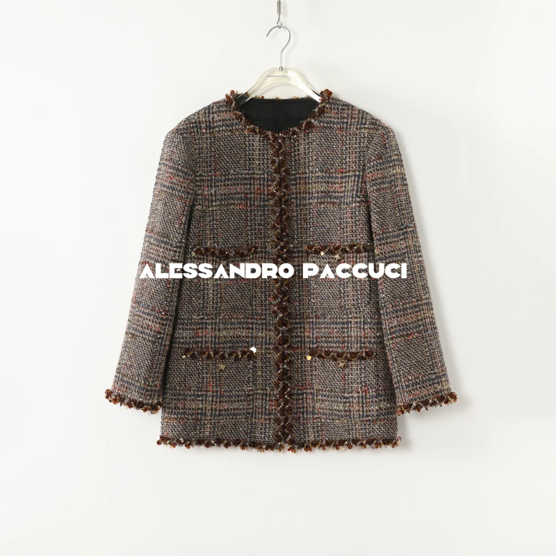 AP洛哥53112WX【黑标/彩虹幻境】意大利Moessmer绵羊毛珠片香风外套