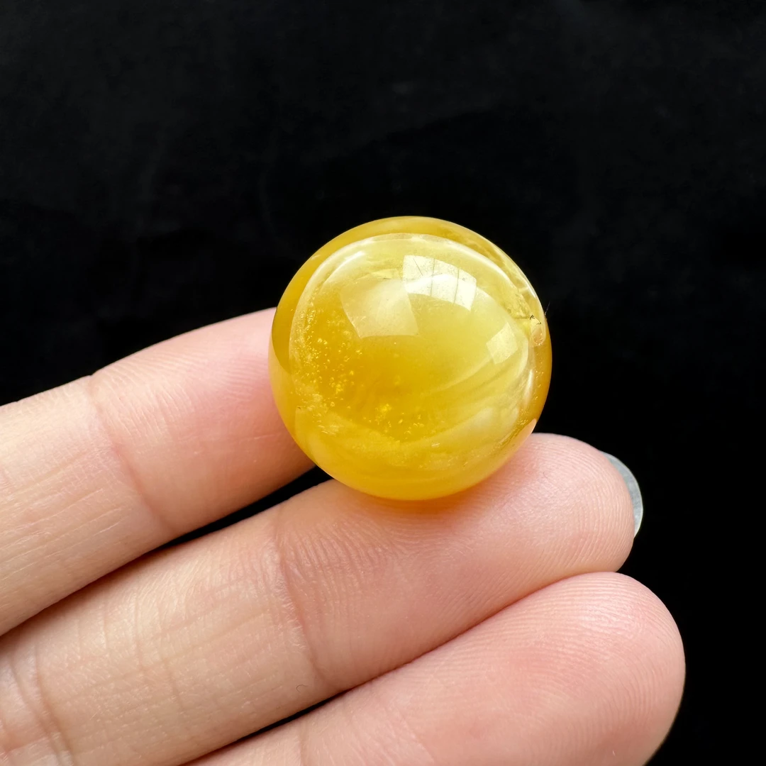 Y7798天然原矿蜜蜡圆珠18.7mm支持鉴定 假一罚四