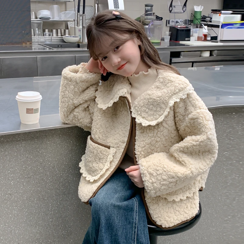 女童外套2025新款秋冬儿童洋气羊羔绒上衣女孩毛毛衣大童冬季加厚