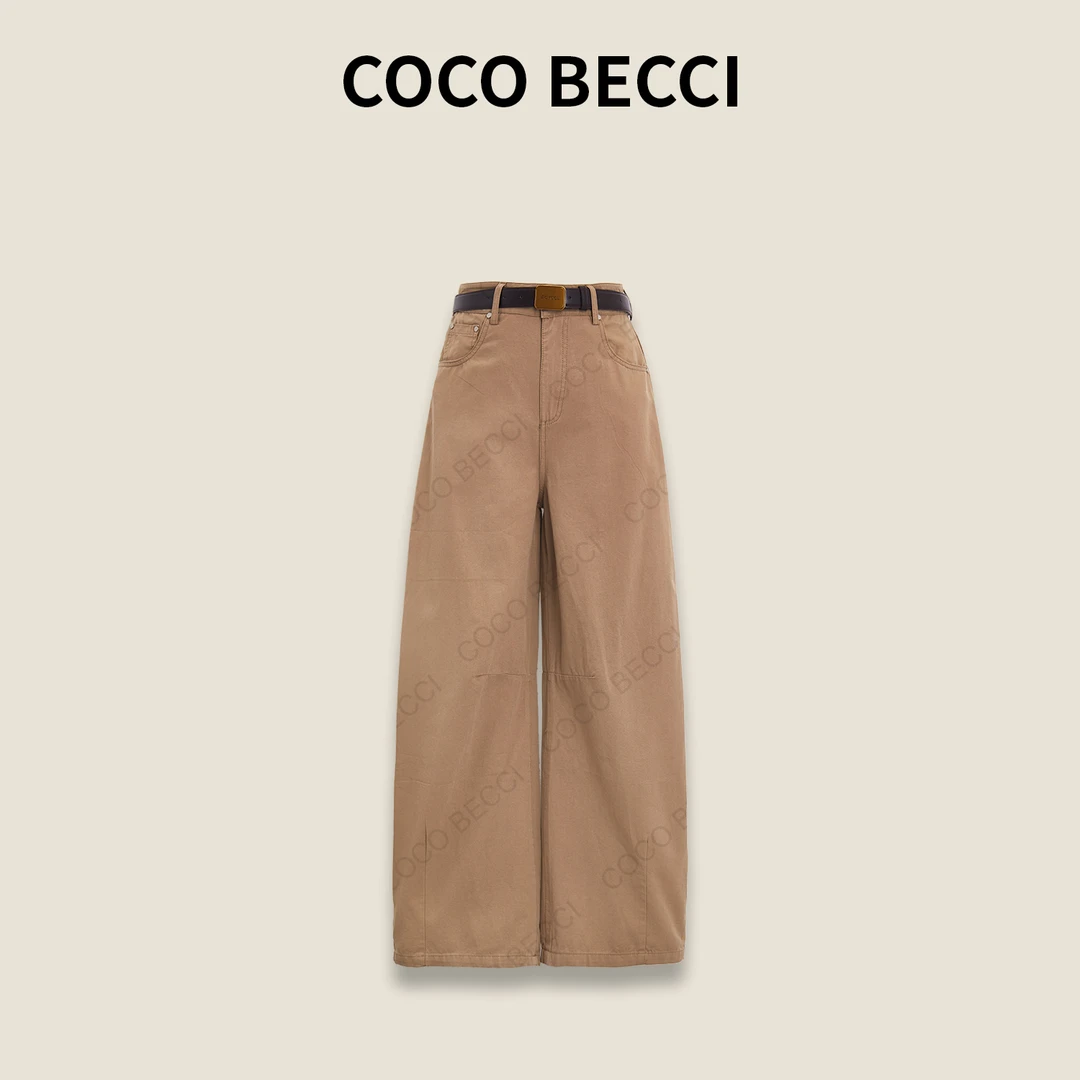COCO BECCI【高街裤】时尚显瘦百搭设计阔腿复古休闲裤CFXYB262019