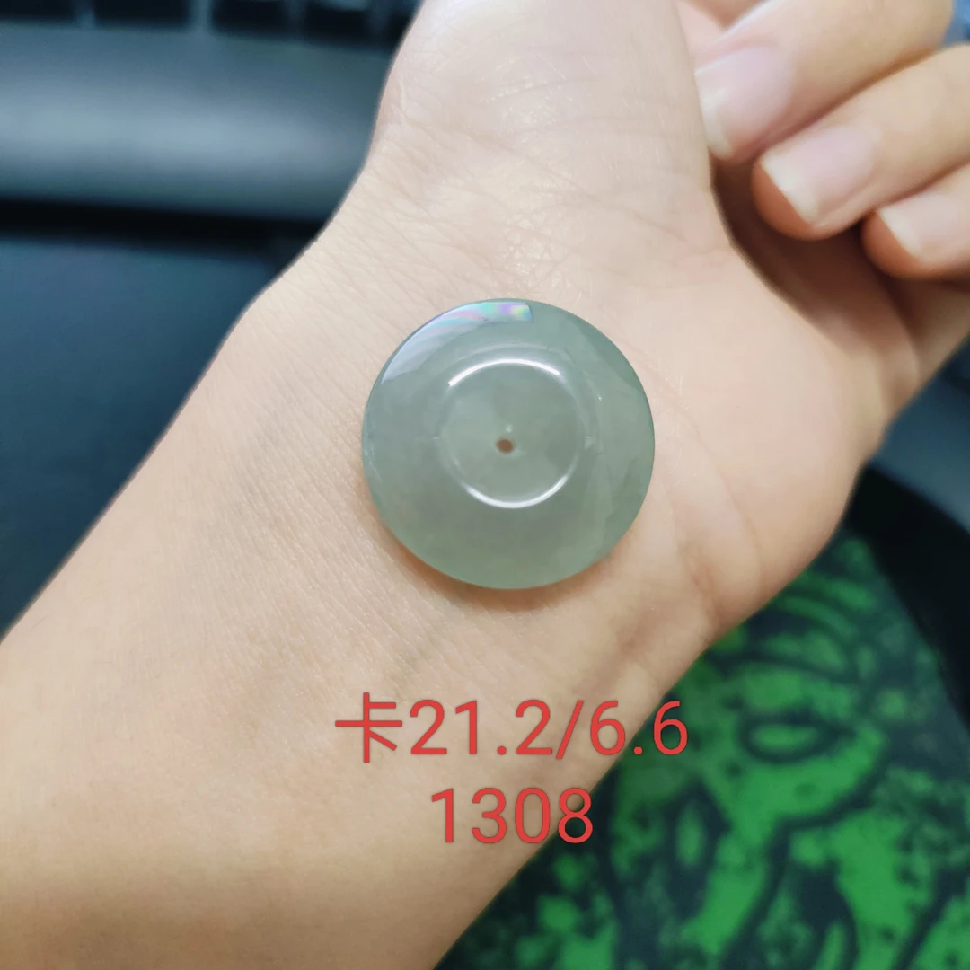 冰透晴水平安扣天然缅料翡翠A货