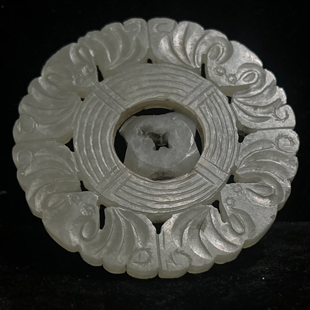 清代和田玉雕四鼠运财转心佩