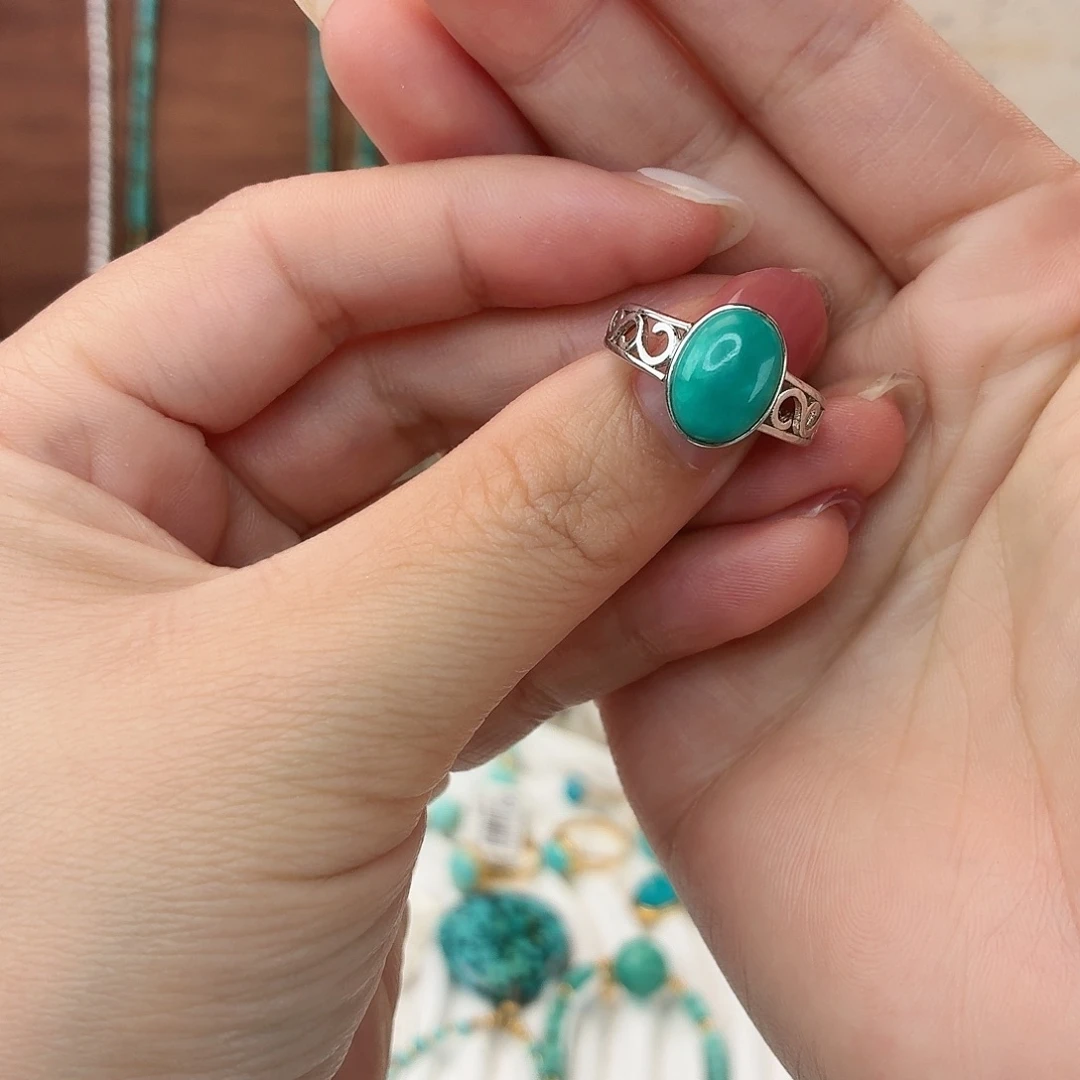 绿松石银S925镶嵌戒指