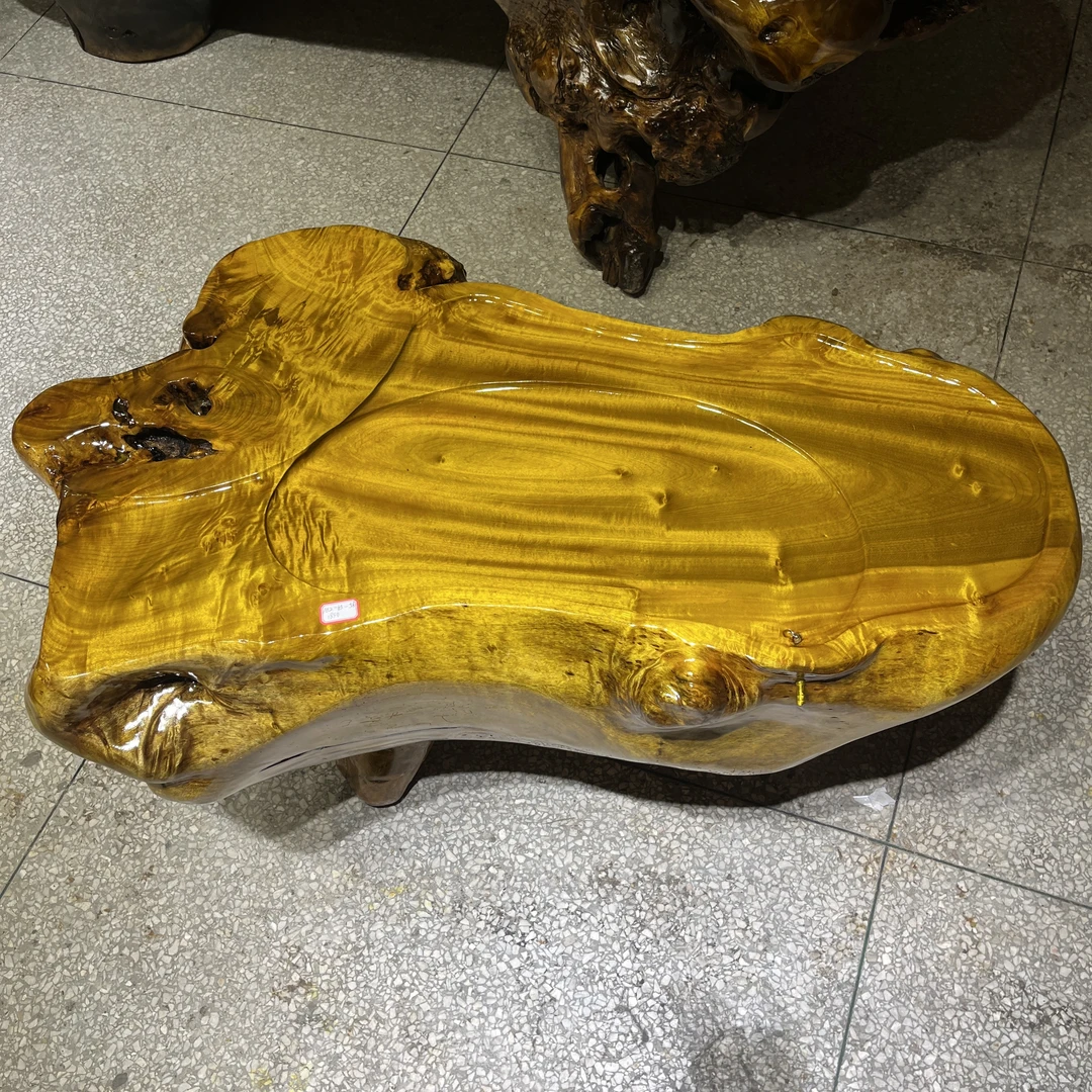 102-63-58 缅甸黄金樟根雕实木茶桌 黄金樟茶台 茶海 茶几 客厅