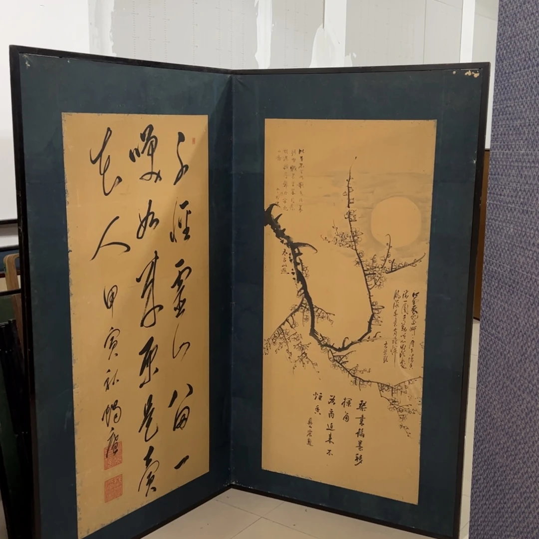 绘画屏风框画茶空间设计