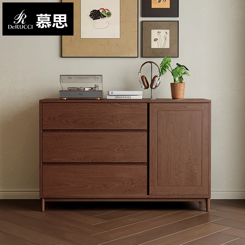 慕思集团旗下艾慕全实木梳妆台收纳柜红橡木储物柜客厅置物柜018