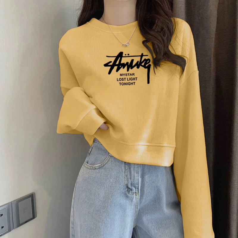 圆领卫衣女士2025秋冬季新款时尚欧货宽松休闲套头长袖纯棉上衣潮