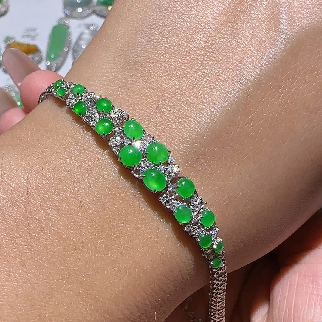 【闪购商品】18K金镶嵌手链翡翠天然