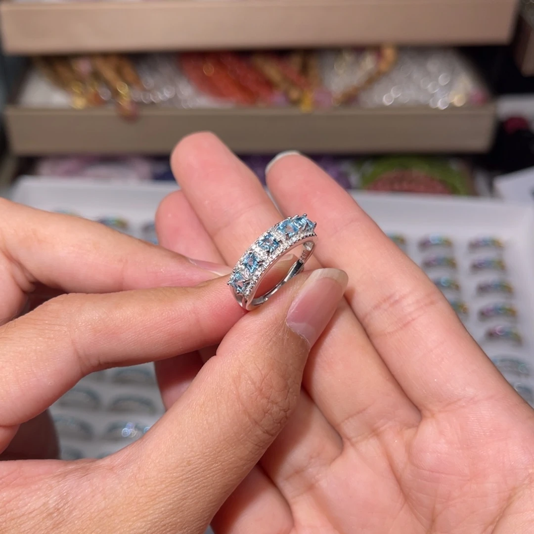 水晶手链银S925镶嵌托帕001