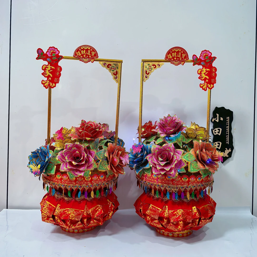 中秋节潮汕【盛世花篮】一对材料包+教程，小白福音，容易上手又好看！