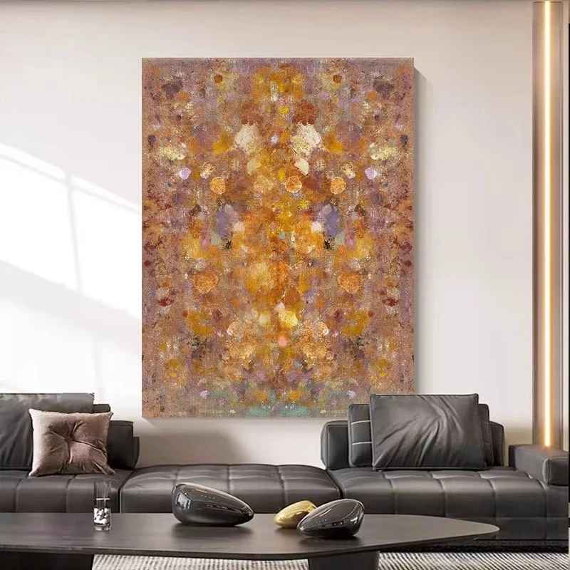 FLD.手绘油画《鎏金溢彩》抽象肌理画客厅玄关沙发背景墙挂画装饰画