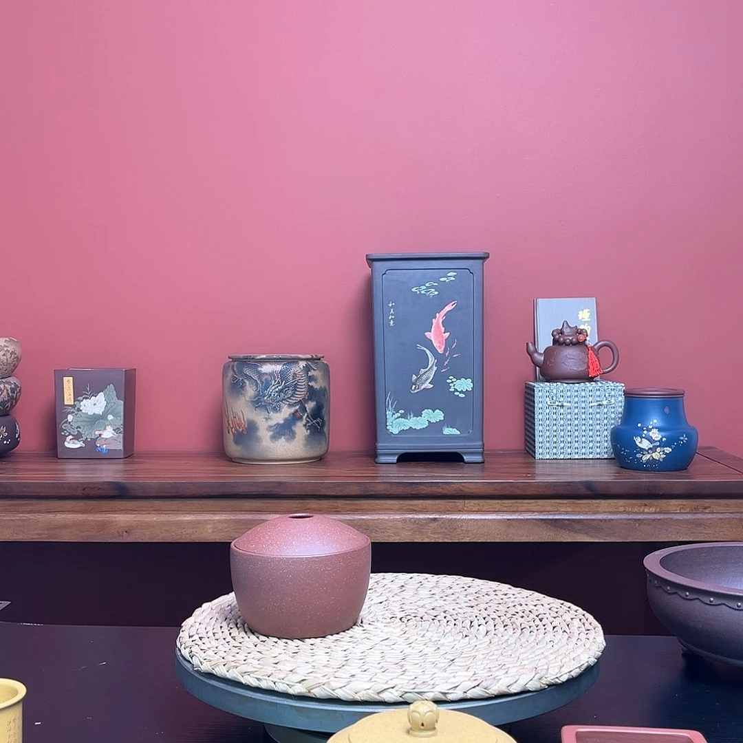 紫砂花盆大**痕紫砂茶叶罐