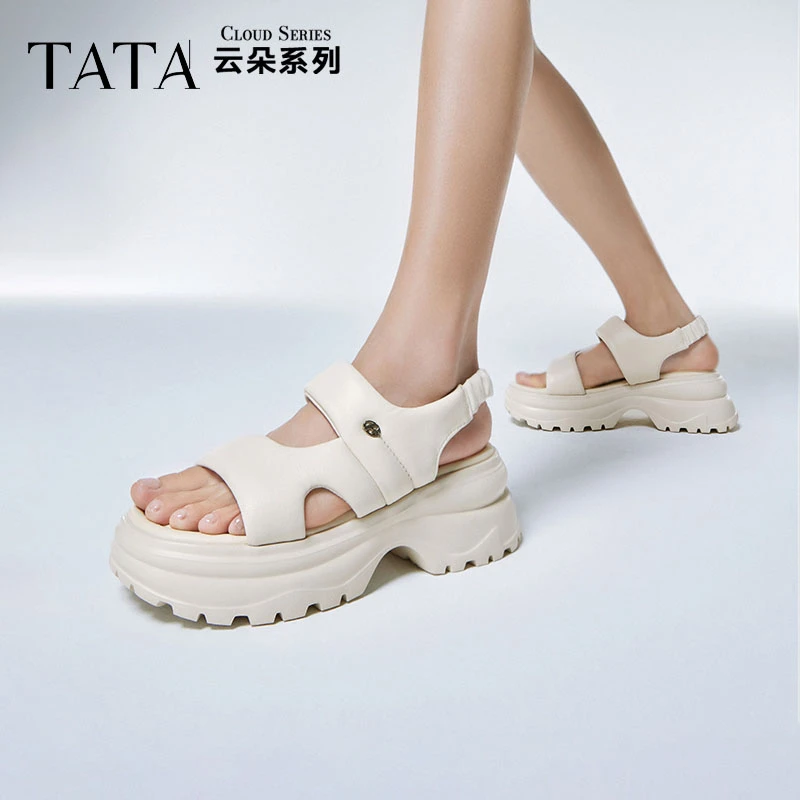 TATA他她夏新款厚底凉鞋外穿软底沙滩运动凉鞋舒适雪芙鞋WL201BL4