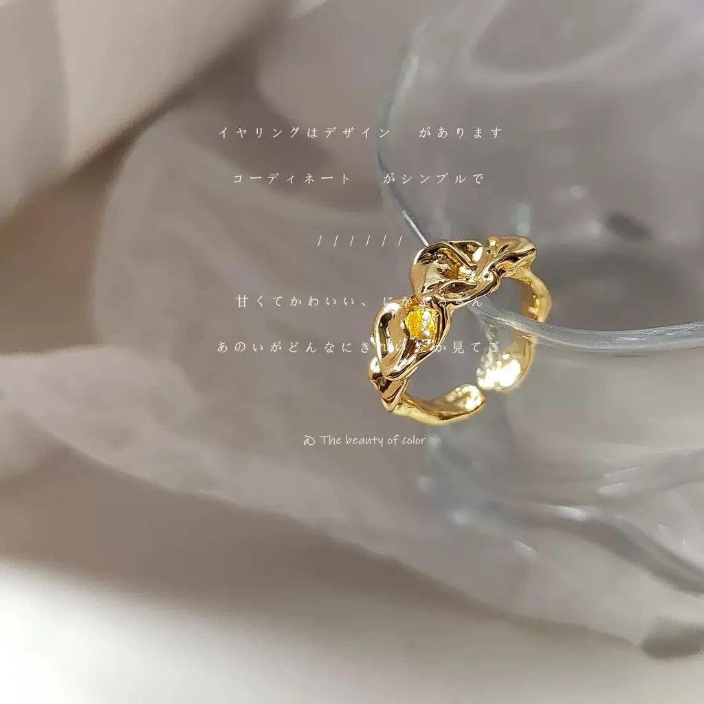 铜合金戒指 高级感不规则金属戒指韩国冷淡风时尚食指开口戒