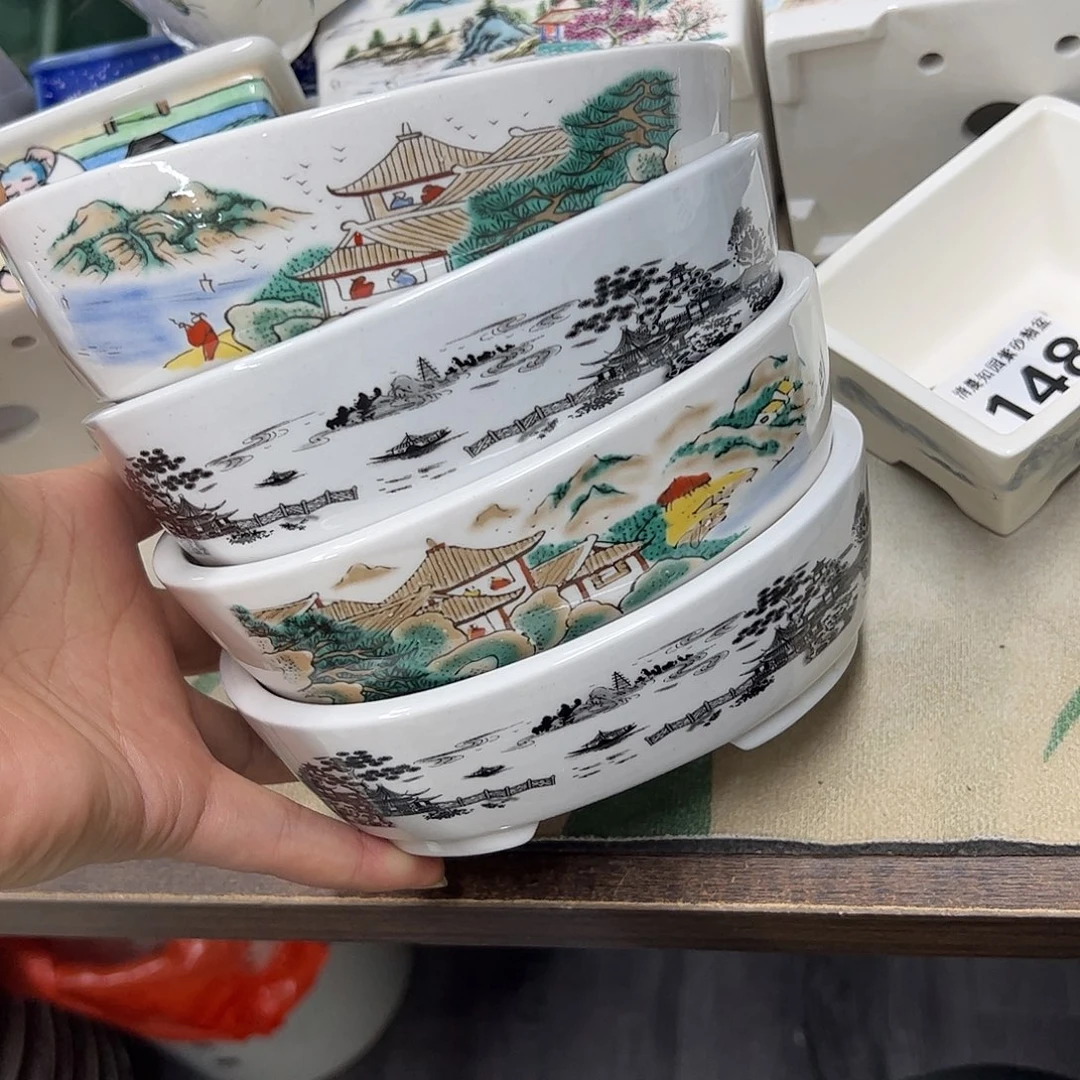 紫砂花盆146号瑕疵4个口不正处理介意勿拍15.5/13/5cm