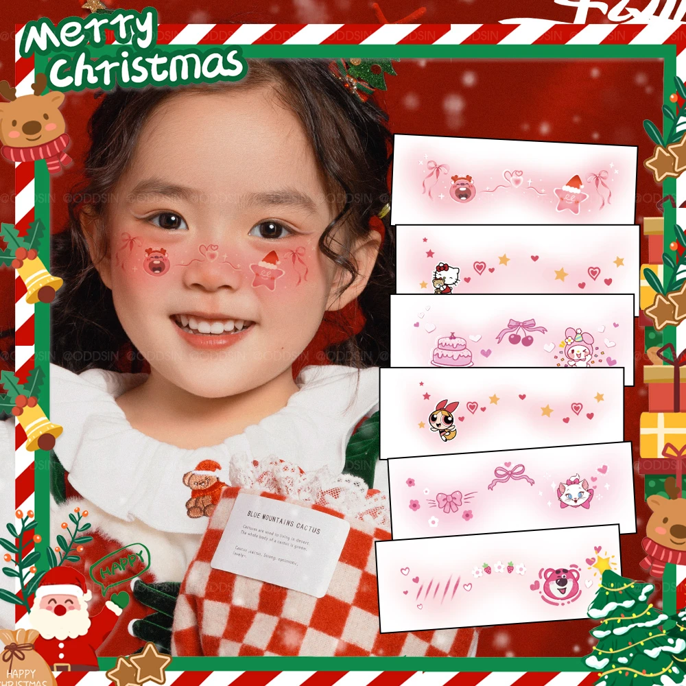 圣诞节儿童妆容脸贴纹身贴纸高颜值可爱氛围感姜饼圣诞树COS派对